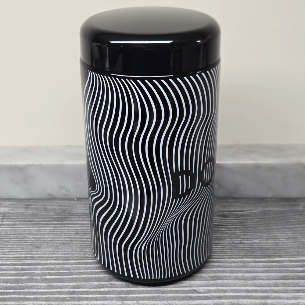 Everyday‎ Dose Mushroom Coffee UV Glass Jar Black White Wavy Storage Canister - Picture 7 of 11